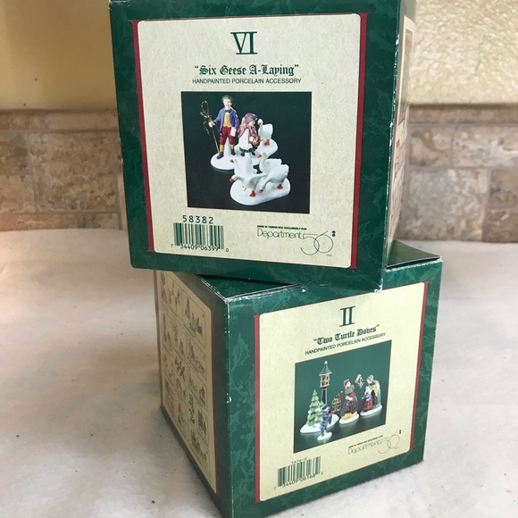 2 Dept. 56 Dickens 2 turtle doves, 6 geese bundle